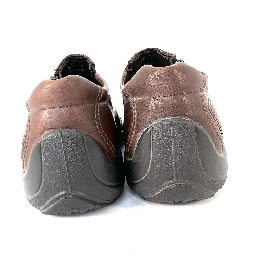 Ecco Vegetable Tanned Lightweight Brown Leather Zip Ankle Boots Shoes Size 39